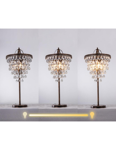 Lámpara de Mesa de Cristal Tochic 3 Luces Regulable 72 cm