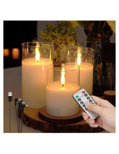 Conjunto de 3 Velas Recargables SORALEK con Control Remoto