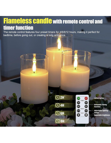 Conjunto de 3 Velas Recargables SORALEK con Control Remoto