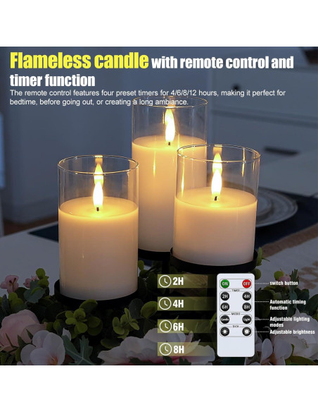 Conjunto de 3 Velas Recargables SORALEK con Control Remoto