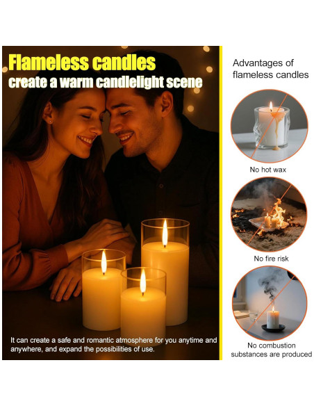Conjunto de 3 Velas Recargables SORALEK con Control Remoto