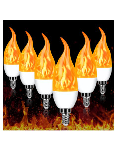 Bombillas LED E12 Parpadeantes Efecto Llama - 6 Piezas