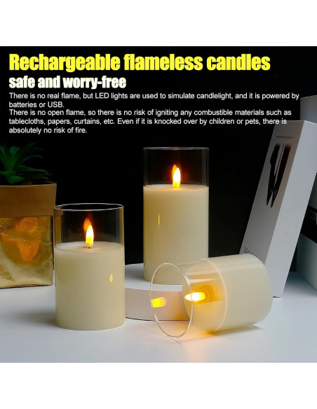 Conjunto de 3 Velas Recargables SORALEK con Control Remoto
