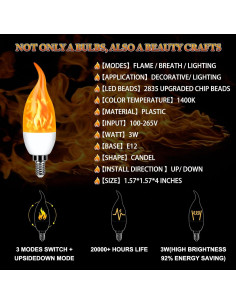 Bombillas LED E12 Parpadeantes Efecto Llama - 6 Piezas 2