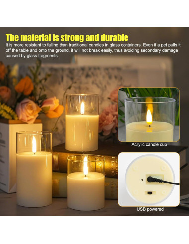 Conjunto de 3 Velas Recargables SORALEK con Control Remoto