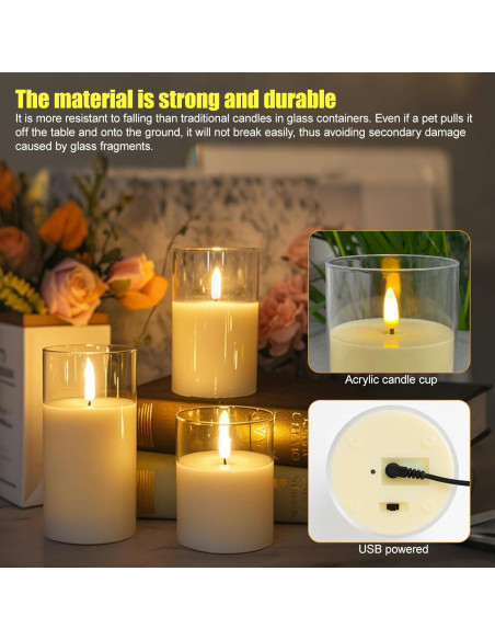 Conjunto de 3 Velas Recargables SORALEK con Control Remoto