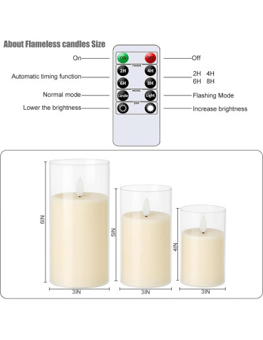 Conjunto de 3 Velas Recargables SORALEK con Control Remoto