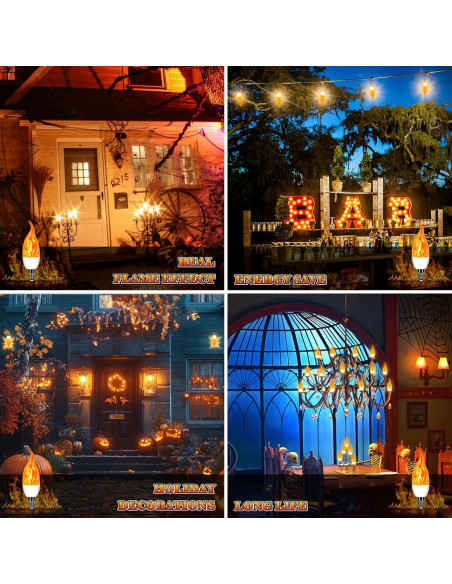 Bombillas LED E12 Parpadeantes Efecto Llama - 6 Piezas