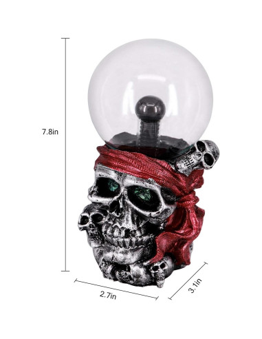 Lámpara de Plasma Táctil Calavera Pirata 19.81 cm Roja