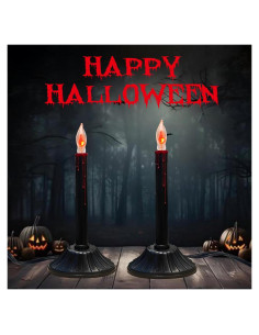 Paquete de 2 lámparas de vela eléctricas negras C18 para Halloween