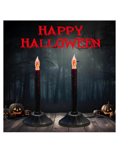 Paquete de 2 lámparas de vela eléctricas negras C18 para Halloween