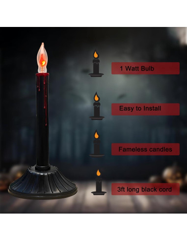 Paquete de 2 lámparas de vela eléctricas negras C18 para Halloween