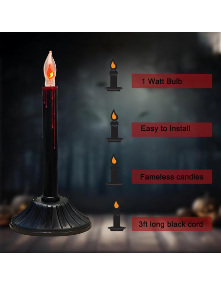 Paquete de 2 lámparas de vela eléctricas negras C18 para Halloween