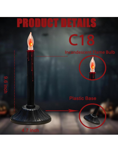 Paquete de 2 lámparas de vela eléctricas negras C18 para Halloween