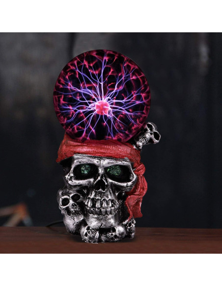 Lámpara de Plasma Táctil Calavera Pirata 19.81 cm Roja