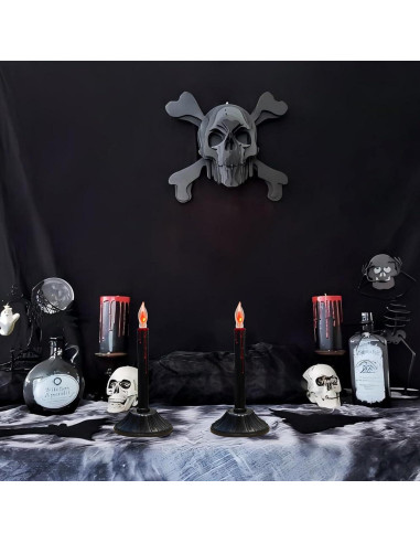 Paquete de 2 lámparas de vela eléctricas negras C18 para Halloween
