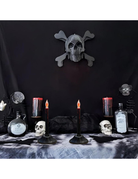 Paquete de 2 lámparas de vela eléctricas negras C18 para Halloween