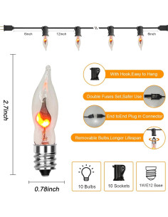 Luces de Cuerda Parpadeantes C18 10 Bombillas 10 pies Negro 2
