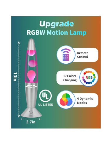 Lámpara de Movimiento Líquido LED Elomavapa 33 cm Rosa 17 Colores