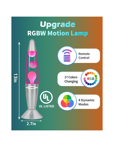 Lámpara de Movimiento Líquido LED Elomavapa 33 cm Rosa 17 Colores
