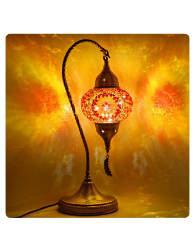 Lámpara de Mesa Yarra-Decor Turca de Mosaico 19cm LED Rojo