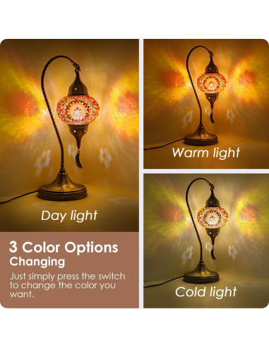 Lámpara de Mesa Yarra-Decor Turca de Mosaico 19cm LED Rojo