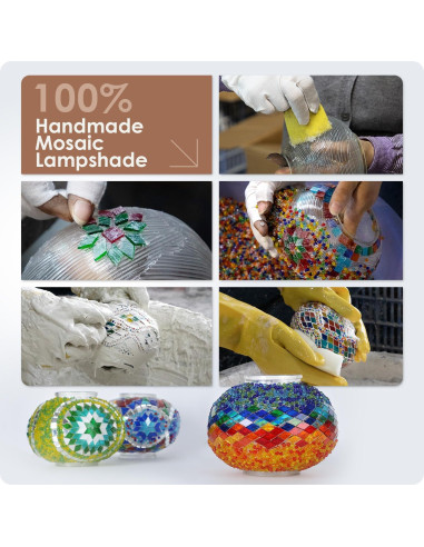 Lámpara de Mesa Yarra-Decor Turca de Mosaico 19cm LED Rojo