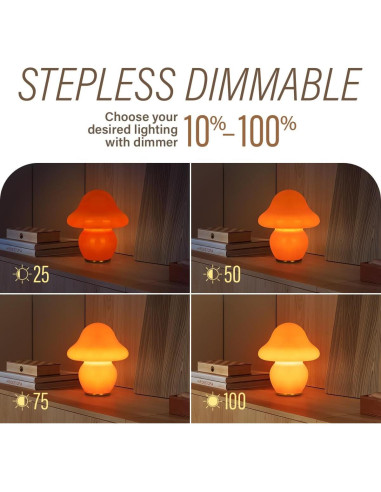 Lámpara de Hongo Soilsiu MR003 - Luz LED Ajustable Naranja