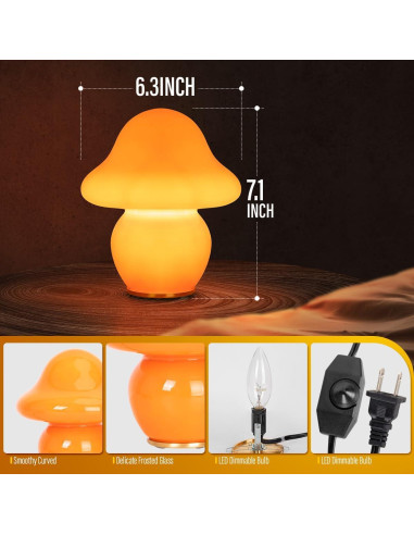 Lámpara de Hongo Soilsiu MR003 - Luz LED Ajustable Naranja