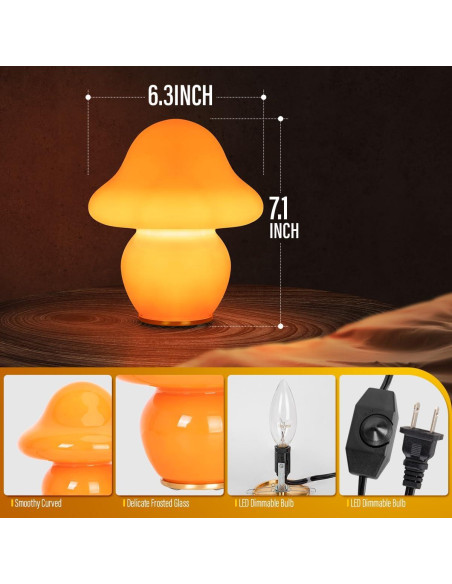 Lámpara de Hongo Soilsiu MR003 - Luz LED Ajustable Naranja