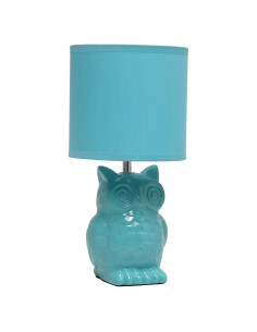 Lámpara de Mesa Cerámica Búho 12.8" Azul Tiffany Diseños Simples