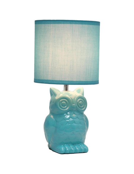 Lámpara de Mesa Cerámica Búho 12.8" Azul Tiffany Diseños Simples