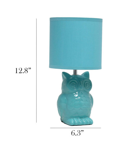 Lámpara de Mesa Cerámica Búho 12.8" Azul Tiffany Diseños Simples