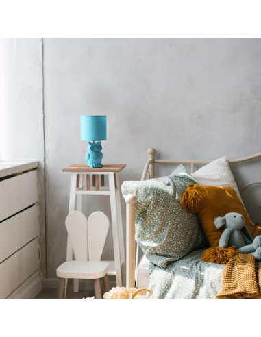 Lámpara de Mesa Cerámica Búho 12.8" Azul Tiffany Diseños Simples