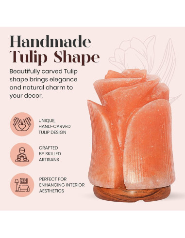 Lámpara de Sal Rosa del Himalaya Spantik Tulipán 15W