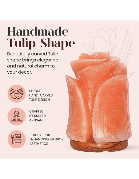 Lámpara de Sal Rosa del Himalaya Spantik Tulipán 15W