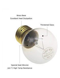 Bombilla de Horno Jslinter 40W E26/E27 Paquete de 4 - 415 Lúmenes 2
