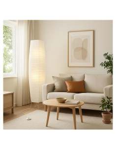 Lámpara de Piso de Papel LightAccents 127 cm Blanca con Cromo