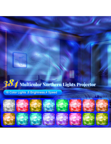 Proyector de Luces del Norte LETOUR Cubo Oceánico RGB 30 Modos