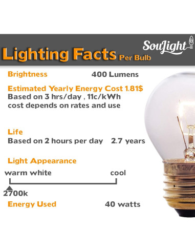 Bombillas Incandescentes SouLight G45 40W E27 Paquete de 2