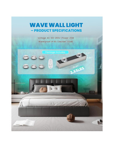 Luz de Pared Wave Spolehli 39.2cm RGBW 16M Colores Control Remoto