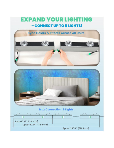 Luz de Pared Wave Spolehli 39.2cm RGBW 16M Colores Control Remoto