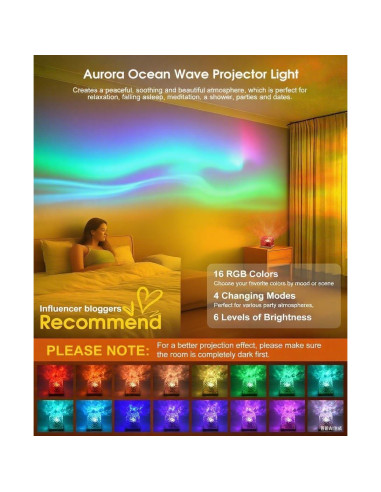 Proyector de Olas del Océano LED 16 Colores - Zhongshan 12.5cm