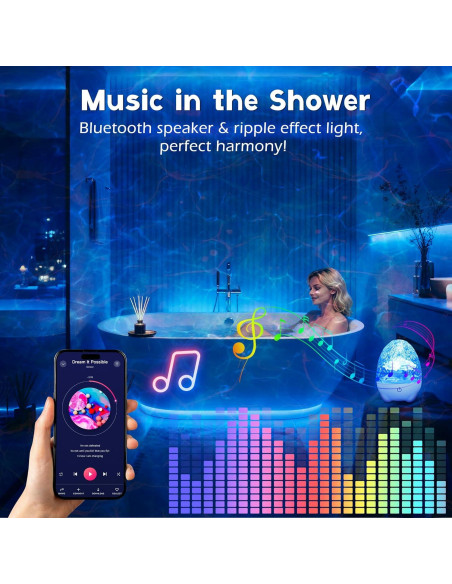 Luz de Ducha Recargable Lazukes BG0010A1 RGBW con Altavoz