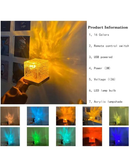 Lámpara de Luz de Olas LED Kiuwxduy 16 Colores 12.95cm