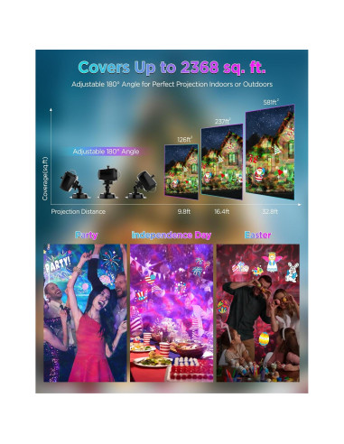 Proyector de Navidad y Halloween jepwe SE508-012-20K, 20 diapositivas