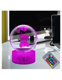 Luz Nocturna Esfera de Cristal 3D Laysinly 8 cm RGB Control Remoto