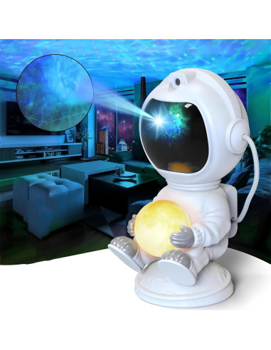 Proyector de Estrellas Spaceman - Luz Nocturna LED 12.4x11.8cm