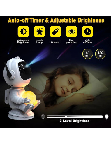 Proyector de Estrellas Spaceman - Luz Nocturna LED 12.4x11.8cm