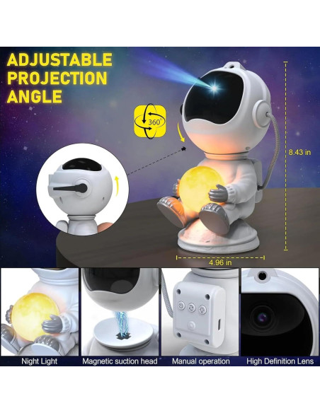 Proyector de Estrellas Spaceman - Luz Nocturna LED 12.4x11.8cm